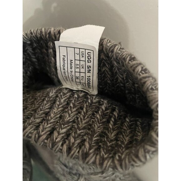 UGG Australia Isla Gray Cable Knit Winter Boots Ribbon Lace Tie Women’s Size 7 - Picture 5 of 7